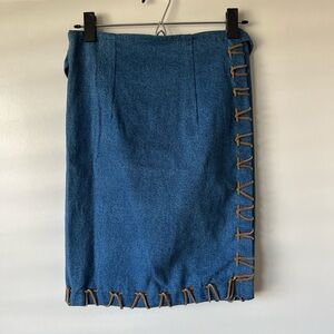 Vintage Western Denim Skirt with Contrast Stitch Detail